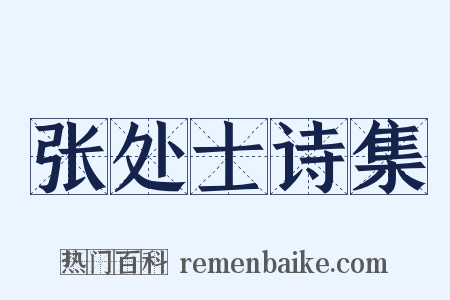 张处士诗集是什么意思的图片